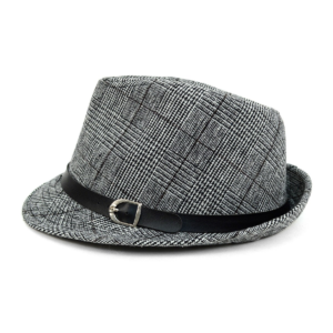 Fall/Winter Plaid Trilby Fedora Hat with Black Band Trim