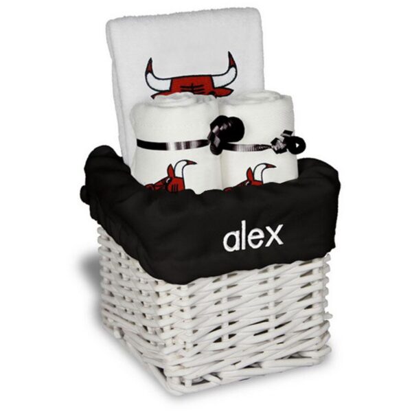 Chicago Bulls Personalized Small Gift Basket - White