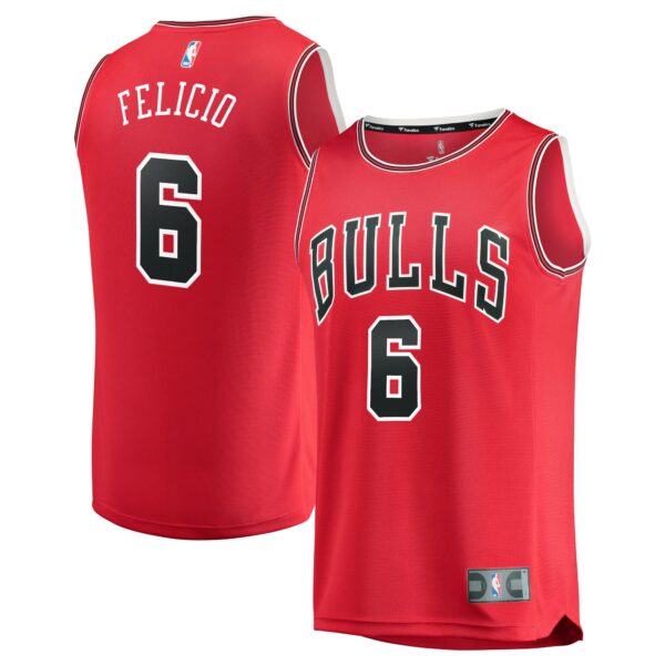 Men's Fanatics Branded Cristiano Felicio Red Chicago Bulls Fast Break Road Replica Player Jersey - Icon Edition
