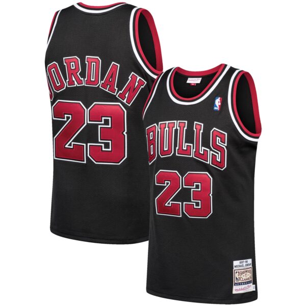 Men's Mitchell & Ness Michael Jordan Black Chicago Bulls 1997-98 Hardwood Classics Authentic Player Jersey