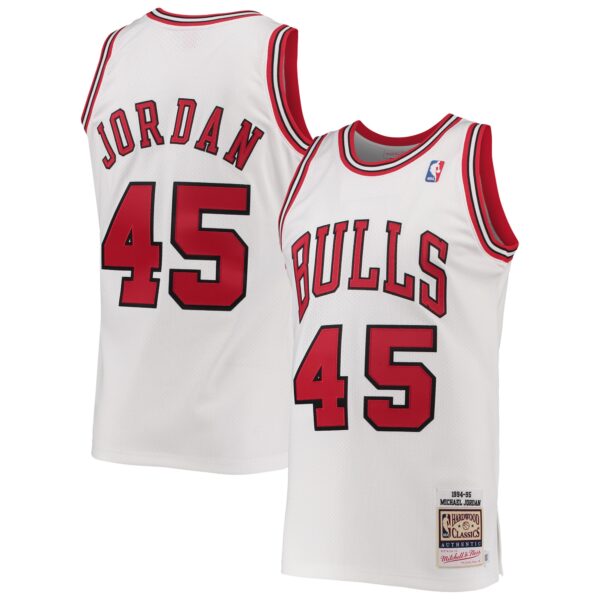 Men's Mitchell & Ness Michael Jordan White Chicago Bulls 1994-95 Hardwood Classics Authentic Player Jersey
