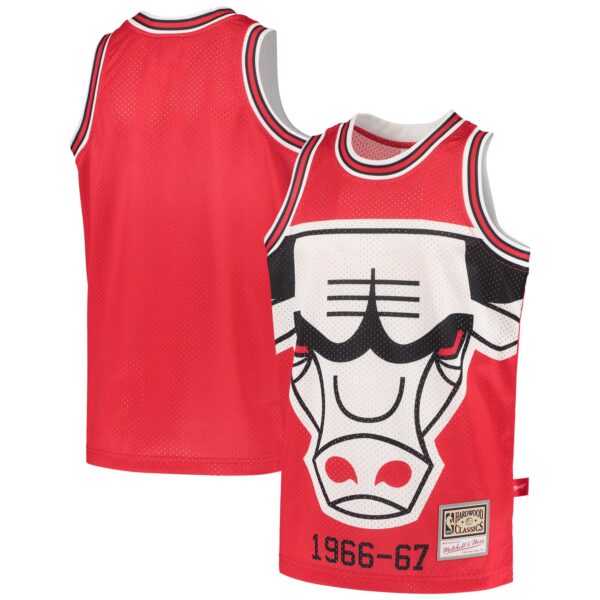 Youth Mitchell & Ness Red Chicago Bulls Hardwood Classics Big Face 2.0 Jersey