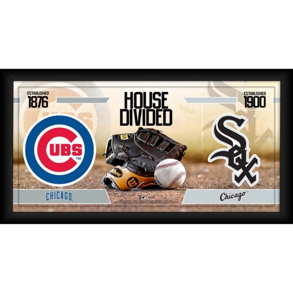 Chicago Cubs vs. Chicago White Sox Framed 10" x 20" House Divided Baseball Collage