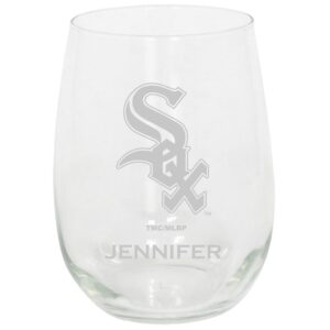 Chicago White Sox 15oz. Personalized Stemless Etched Glass Tumbler