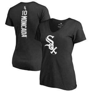 Yoan Moncada Chicago White Sox Fanatics Branded Women's Backer V-Neck T-Shirt - Black